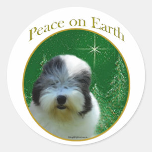 Gamla engelska Sheepdog Peace Runt Klistermärke
