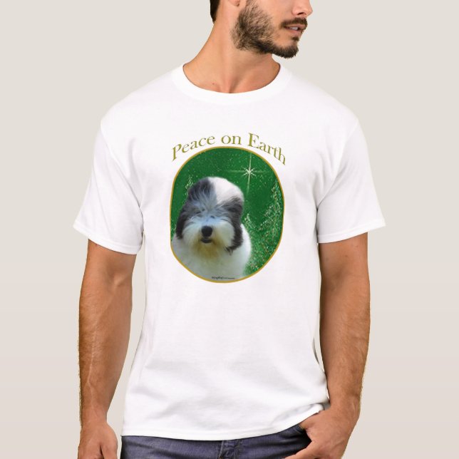 Gamla engelska Sheepdog Peace Tee Shirt (Framsida)