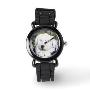 Gamla engelska Sheepdog Puppy Painting - Hund Art Armbandsur