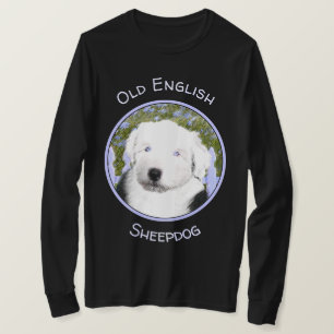 Gamla engelska Sheepdog Puppy Painting - Hund Art T Shirt