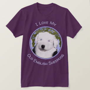 Gamla engelska Sheepdog Puppy Painting - Hund Art T Shirt