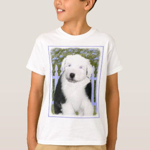 Gamla engelska Sheepdog Puppy Painting - Hund Art T Shirt