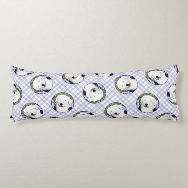 Gamla engelska Sheepdog Puppy Painting Pet Hund Ar Kroppskudde (Framsidan)