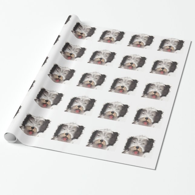 Gamla engelska Sheepdog Puppy Presentpapper (Utrullad)