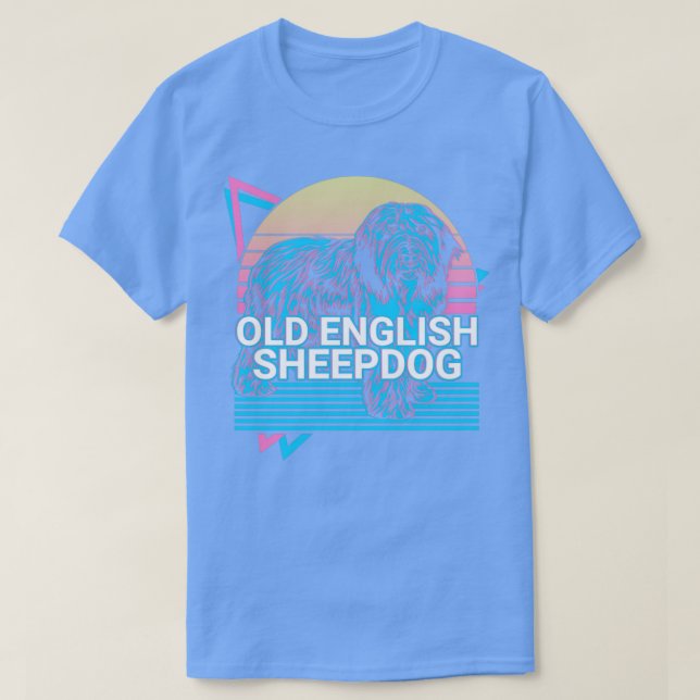 Gamla engelska Sheepdog Retro T Shirt (Design framsida)