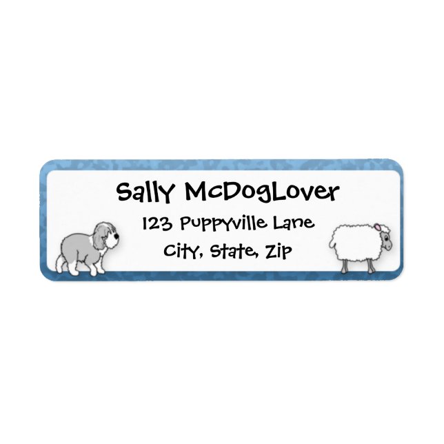Gamla engelska Sheepdog Samlare Sheep Returadress Etikett (Framsidan)