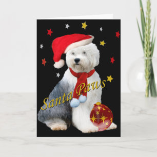 Gamla engelska Sheepdog Santa Tassar Helgkort
