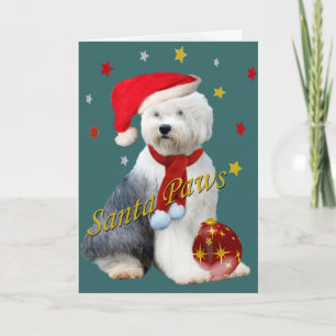 Gamla engelska Sheepdog Santa Tassar Helgkort
