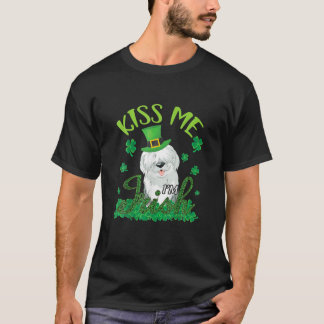 Gamla engelska Sheepdog Shamrocks Kiss Me jag är I T Shirt
