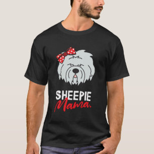 Gamla engelska Sheepdog Sheepie Mamma Mamma Hund W T Shirt
