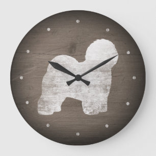 Gamla engelska Sheepdog Silhouette Rustic Stil Stor Klocka