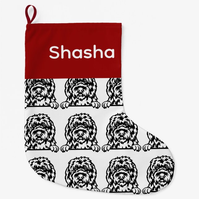 Gamla engelska Sheepdog-sockar Anpassade hund Sock Stor Julstrumpa (Framsidan)