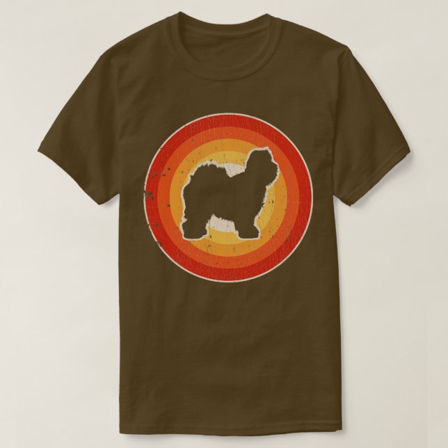 Gamla engelska Sheepdog Sunset Retro för manar Wom T Shirt (Design framsida)