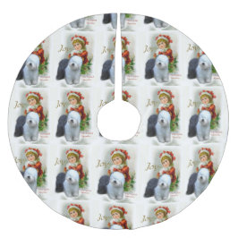 Gamla engelska Sheepdog Vintage jul Julgransmatta Borstad Polyester