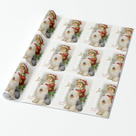Gamla engelska Sheepdog Vintage jul Presentpapper