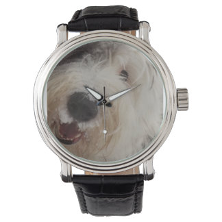 Gamla engelska Sheepdog Watch - Snö Ansikte Armbandsur