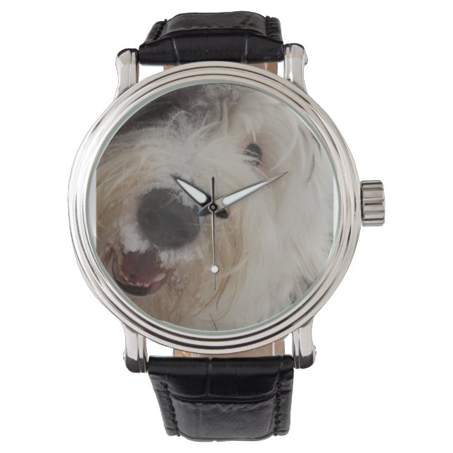 Gamla engelska Sheepdog Watch - Snö Ansikte Armbandsur (Framsida)
