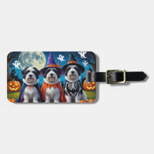 Gamla engelska Sheephund Pumpkin Halloween Funny Bagagebricka