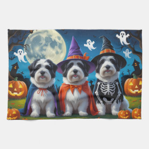 Gamla engelska Sheephund Pumpkin Halloween Funny Kökshandduk