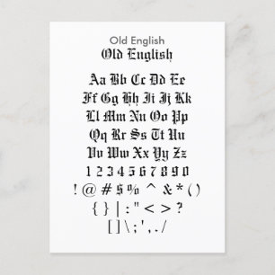 Gamla engelska - Zazzle Font Sampler Lakan Vykort