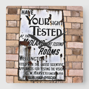 GAMLA ENGLANS VINTAGE SIGN FYRKANTIG KLOCKA