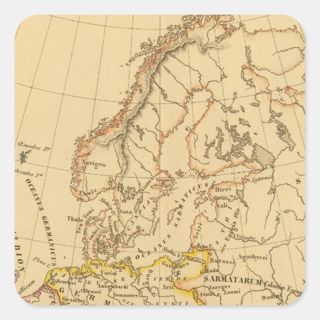 Gamla Europa Fyrkantigt Klistermärke (Framsida)