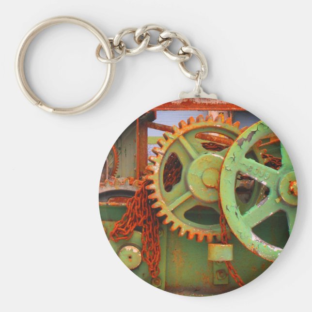 Gamla fabriksmaskinverk Hjul Vieux Hull Nyckelring (Framsidan)