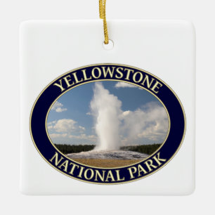 Gamla Faithful Geyser i nationalparken Yellowstone Julgransprydnad Keramik