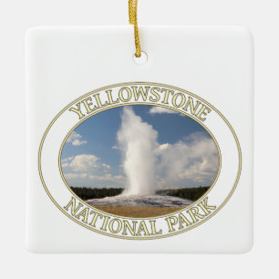 Gamla Faithful Geyser i nationalparken Yellowstone Julgransprydnad Keramik