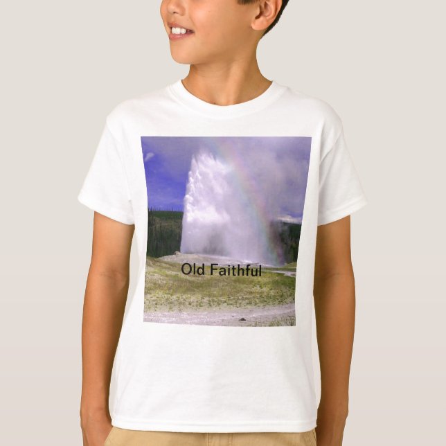 Gamla Faithful in Yellowstone nationalpark Tee Shirt (Framsida)