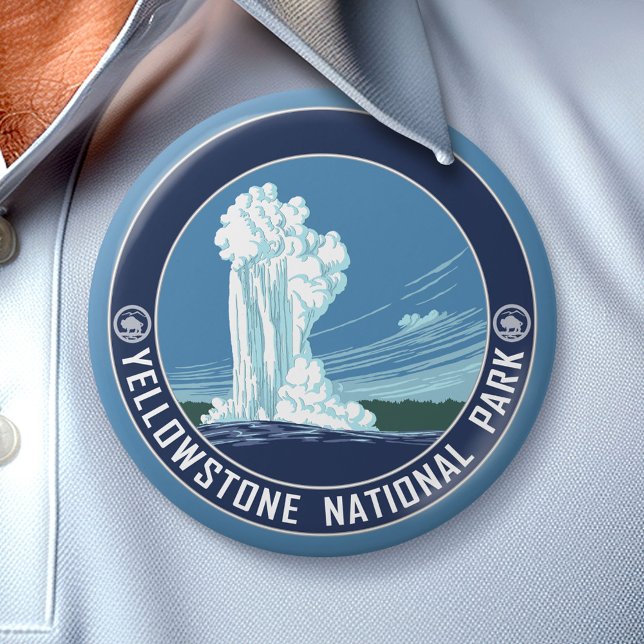 Gamla Faithful - Yellowstone National Park Knapp (National Park Button)