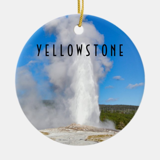 Gamla Faithful Yellowstone nationalpark Julgransprydnad Keramik (Framsidan)