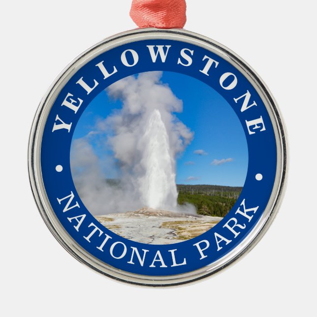 Gamla Faithful Yellowstone nationalpark Julgransprydnad Metall (Framsidan)