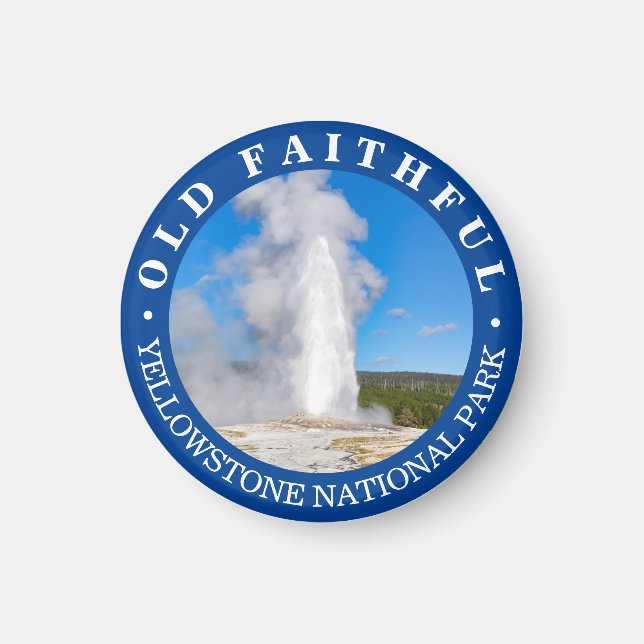 Gamla Faithful Yellowstone nationalpark Magnet (Framsidan)
