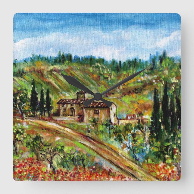 GAMLA FARMHOUSE I TUSCANY FYRKANTIG KLOCKA (Framsida)
