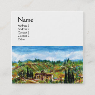 GAMLA FARMHOUSE I TUSCANY LANDSCAPE white Fyrkantigt Visitkort