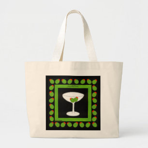 Gamla Fashiated Retro Drink Red Cherries på Black Jumbo Tygkasse