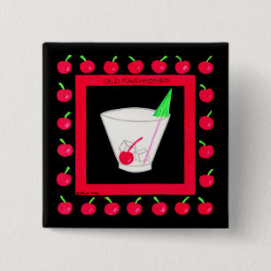 Gamla Fashiated Retro Drink Red Cherries på Black Knapp