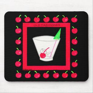 Gamla Fashiated Retro Drink Red Cherries på Black Musmatta