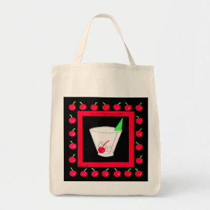 Gamla Fashiated Retro Drink Red Cherries på Black Tygkasse