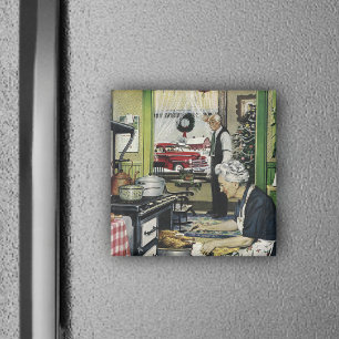 Gamla Fashiated Vintage Home Kitchen Helgdag Magne Magnet