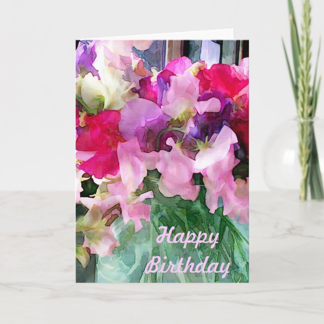 Gamla fashimade Sweetpeas i Burk Kort (Framsida)