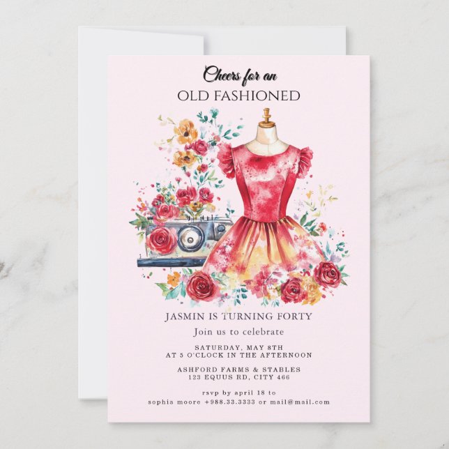 Gamla fashioned" Birthday Inbjudningar (Framsida)