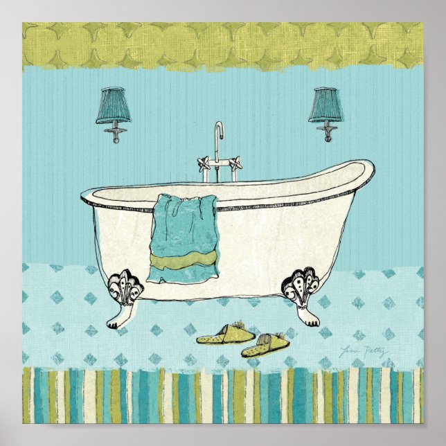 Gamla Fashioned Blue Bathroom Poster (Framsidan)