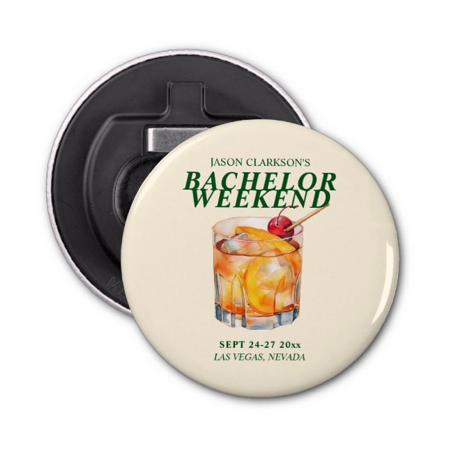 Gamla Fashioned Cocktail Bachelor Helg Flasköppnare (Framsidan)