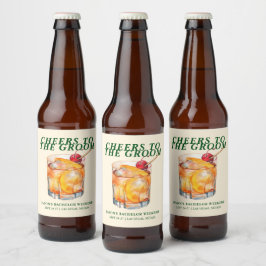 Gamla Fashioned Cocktail Bachelor Helg Ölflaska Etikett