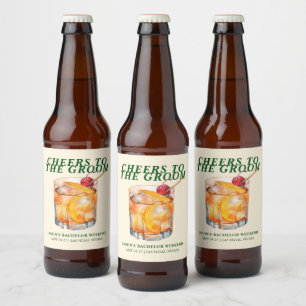 Gamla Fashioned Cocktail Bachelor Helg Ölflaska Etikett