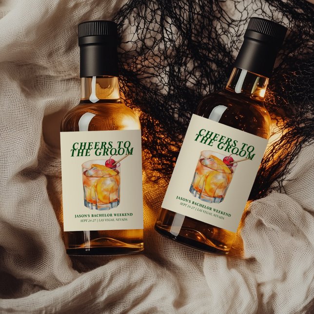 Gamla Fashioned Cocktail Bachelor Helg Spritflaskor Etikett (Skapare uppladdad)