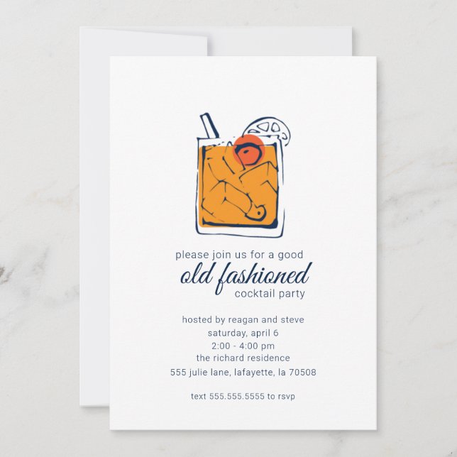 Gamla Fashioned Cocktail Party-inbjudningar Inbjudningar (Framsida)