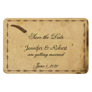 Gamla Fashioned Elegance Parchment Spara datumet Magnet